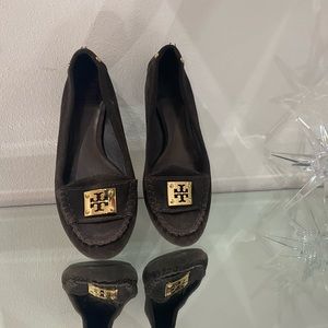 Brown Loafers with Gold Logo